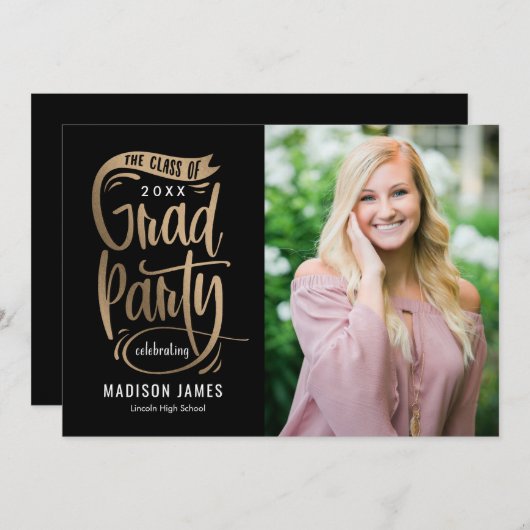 Uitnodiging tot bekendmaking Afstuderen van partij (Voorkant / Achterkant)