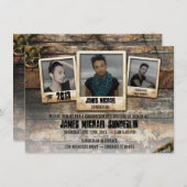 Uitnodiging tot bekendmaking Rustic Photo Afstuder (Voorkant / Achterkant)