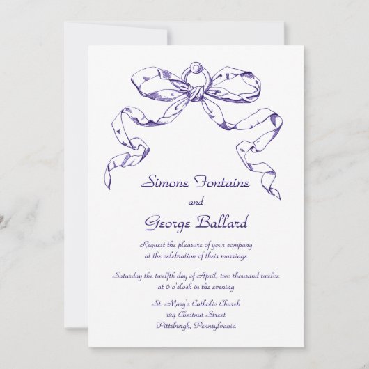 Uitnodiging tot blauwe boot Swag Wedding (Voorkant)