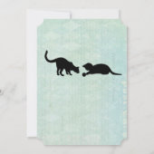 Uitnodiging tot  blauwe bruiloft voor speelse katt (Achterkant)