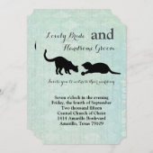 Uitnodiging tot  blauwe bruiloft voor speelse katt (Voorkant / Achterkant)