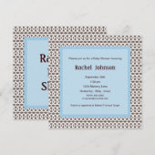 Uitnodiging tot blauwe en bruine Baby shower (Voorkant / Achterkant)