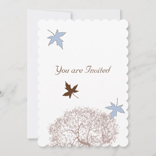 Uitnodiging tot blauwe en bruine bruiloft (Voorkant)