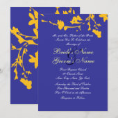 Uitnodiging tot blauwe en gele Floral Wedding (Voorkant / Achterkant)