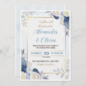 Uitnodiging tot blauwe en goudbloeding (Voorkant / Achterkant)