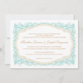 uitnodiging tot  blauwe en gouden bruiloft (Voorkant)