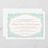 uitnodiging tot  blauwe en gouden bruiloft (Voorkant / Achterkant)