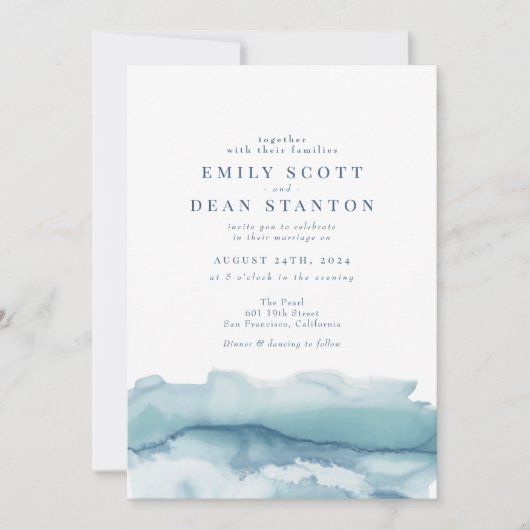 Uitnodiging tot blauwe Waterverf (Voorkant)