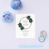 Uitnodiging tot blauwgroen en gouden bruiloft flyer (Enkel)