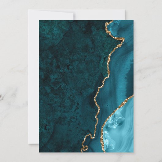 Uitnodiging tot blauwgroen en goudmarmer Agate Wed (Achterkant)