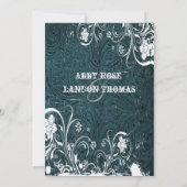 Uitnodiging tot blauwgroen leder- en witlace-bruil (Achterkant)