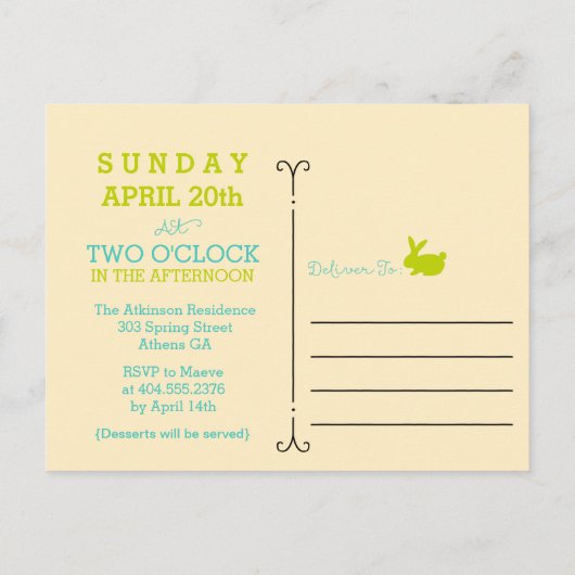 Uitnodiging tot Briefkaart Easter Egg Hunt (Achterkant)