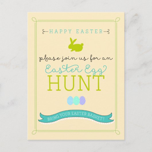 Uitnodiging tot Briefkaart Easter Egg Hunt (Voorkant)
