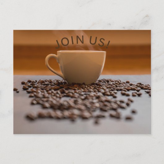 Uitnodiging tot briefkaart - Koffie - Neem deel aa (Voorkant)