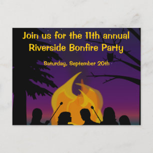 Uitnodiging tot Briefkaart voor Bonfire Outdoor