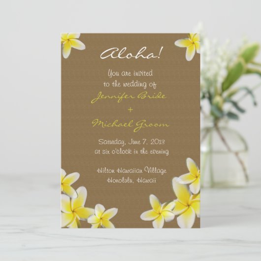 Uitnodiging tot bruiloft in Hawaiian (Staand voorkant)
