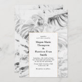 Uitnodiging tot bruiloft in witte tropische monste (Voorkant / Achterkant)