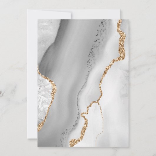 Uitnodiging tot bruiloft in zwart-wit Agate Elegan (Achterkant)