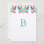 Uitnodiging tot bruiloft met donkerroze roze gele (Achterkant)