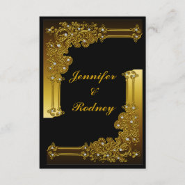Uitnodiging tot bruiloft met zwarte en gouden RSVP