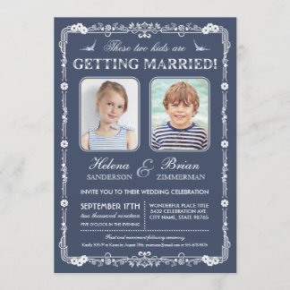 Uitnodiging tot bruiloft op oude schoolfoto's