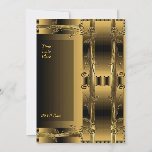 Uitnodiging tot bruiloft oud goud Deco Floral (Achterkant)