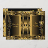 Uitnodiging tot bruiloft oud goud Deco Floral (Voorkant / Achterkant)