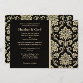 Uitnodiging tot bruiloft tussen Black en Ivory Dam (Voorkant / Achterkant)