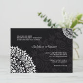 Uitnodiging tot bruiloft tussen zwart en wit (Staand voorkant)