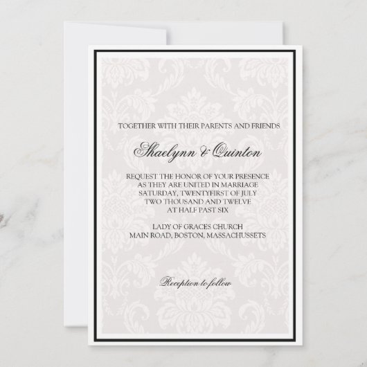 Uitnodiging tot bruiloft tussen zwart en wit (Achterkant)