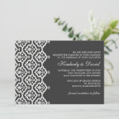 Uitnodiging tot bruiloft tussen zwart en wit (Staand voorkant)