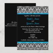 Uitnodiging tot bruiloft tussen zwart en wit (Voorkant / Achterkant)