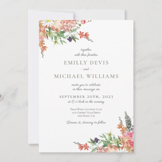 Uitnodiging tot bruiloft van kaasbloem (Voorkant)