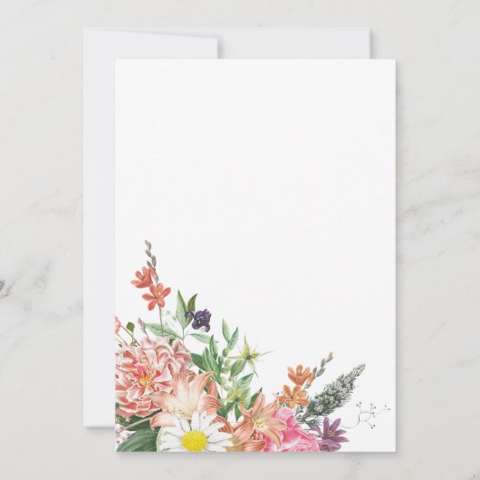 Uitnodiging tot bruiloft van kaasbloem (Achterkant)