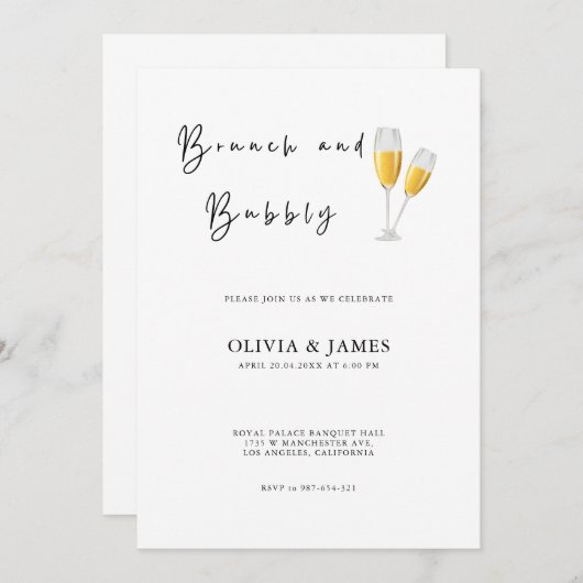 Uitnodiging tot brunch en bubbelbal (Voorkant / Achterkant)