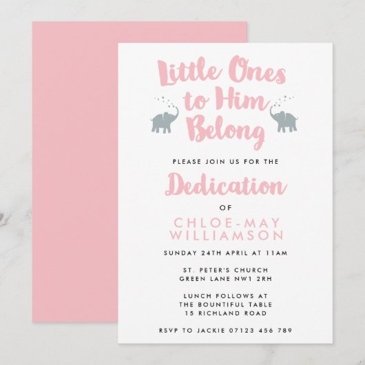 Uitnodiging tot Christelijke toewijzing van elepha (Voorkant / Achterkant)