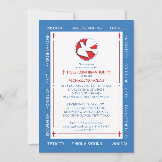 Uitnodiging tot Confirmatie Geest Geschenken Rand (Voorkant)