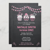 Uitnodiging tot cupcake/chrokbord Cupcake-uitnodig (Voorkant / Achterkant)