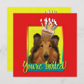 Uitnodiging tot cupcake - Collie - Natalie (Voorkant / Achterkant)