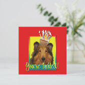 Uitnodiging tot cupcake - Collie - Natalie (Staand voorkant)