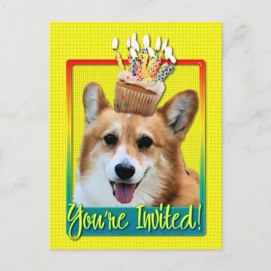 Uitnodiging tot cupcake - Corgi - Owen (Voorkant)
