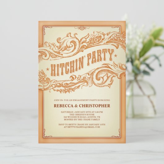 Uitnodiging tot de authentieke oude Westerne parti (Staand voorkant)