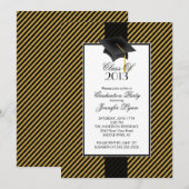 Uitnodiging tot de moderne Gold Stripe Gradupe Par (Voorkant / Achterkant)
