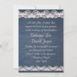 Uitnodiging tot  Denim en Lace Wedding