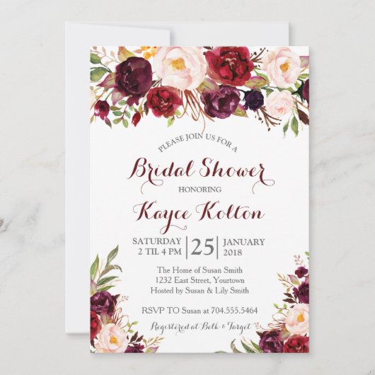 Uitnodiging tot douche van Bourgogne brudal (Voorkant)