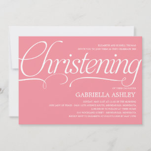 Uitnodiging tot edele Script Christening - Roze