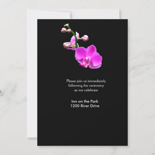 Uitnodiging tot een donkerroze orchidee bruiloft (Achterkant)