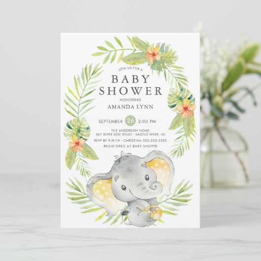 Uitnodiging tot een neutraal Baby shower van een o (Staand voorkant)