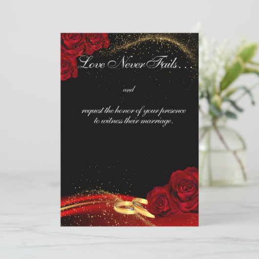 Uitnodiging tot een rood en zwart huwelijk (Staand voorkant)