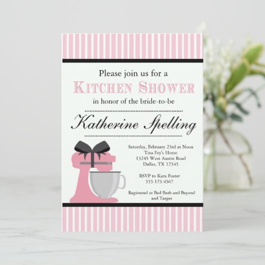 Uitnodiging tot een roze keukenbridale bruiloft (Staand voorkant)